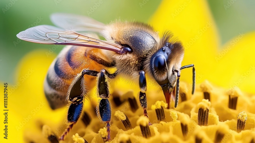 Close-Up of Bee Collecting Pollen from Flower Close-Up of Bee Collecting Pollen from Flower