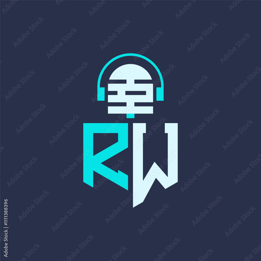 RW Microphone Logo Design for Audio, Music, and Podcast Branding - Letter RW Logo Professional Vector Illustration for Creative Industries RW Microphone Logo Design for Audio, Music, and Podcast Branding - Letter RW Logo Professional Vector Illustration for Creative Industries