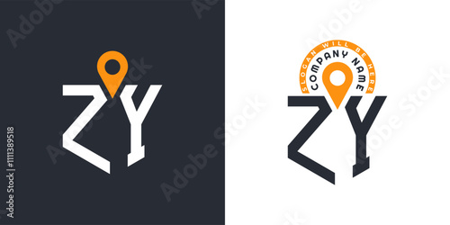 ZY Location Logo Bundle. Letter ZY Logo Dual Vector Icons for Recruitment and Navigation photo