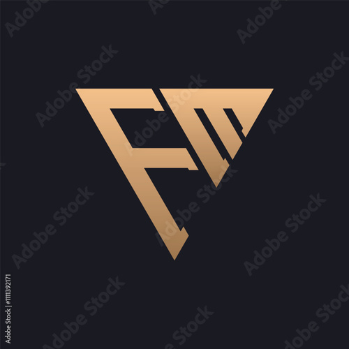 FM Logo Design. Modern, Minimal, Elegant and Luxury FM Logo. Sleek Triangle Monogram Letter FM Logo Design for Brand Corporate Business Identity.