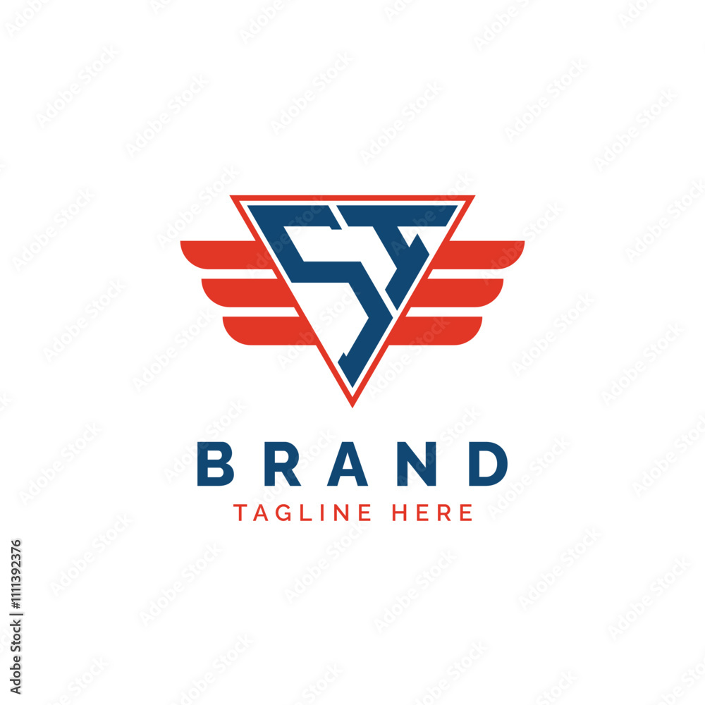 Patriotic SI Logo Initials. Letter SI Winged Logo. Red and Blue Triangle SI with Wing for Aviation, Delivery Services, Sports, Military and Security Agencies Patriotic SI Logo Initials. Letter SI Winged Logo. Red and Blue Triangle SI with Wing for Aviation, Delivery Services, Sports, Military and Security Agencies