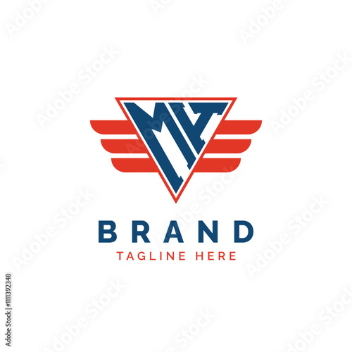Free Download Patriotic MH Logo Initials. Letter MH Winged Logo. Red and Blue Triangle MH with Wing for Aviation, Delivery Services, Sports, Military and Security Agencies - GFXLoad