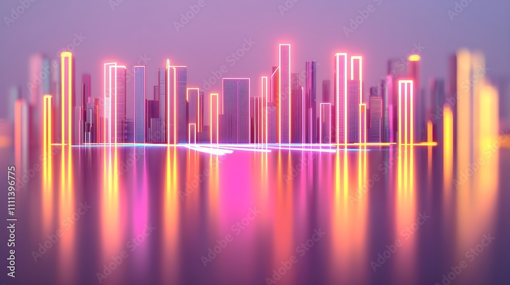 Neon Cityscape Skyline at Night Neon Cityscape Skyline at Night