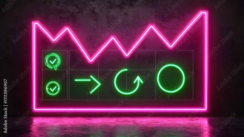 Neon Graph with Progress Icons