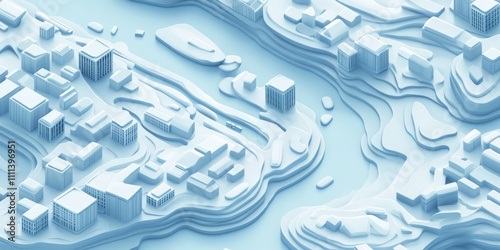 Isometric Cityscape 3D Architectural Model Urban Planning Topographic Map
