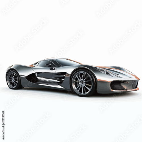 Modern sports car on a white background in the studio. 3d rendering.eps