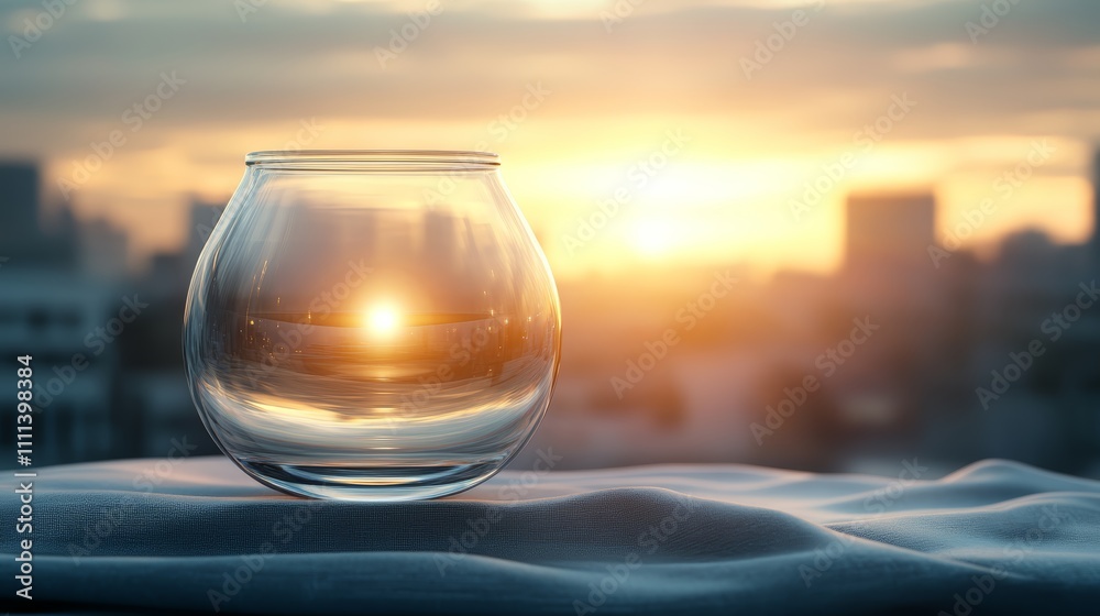 Glass of pure water on a table with serene cityscape view in the background refreshing Glass of pure water on a table with serene cityscape view in the background refreshing