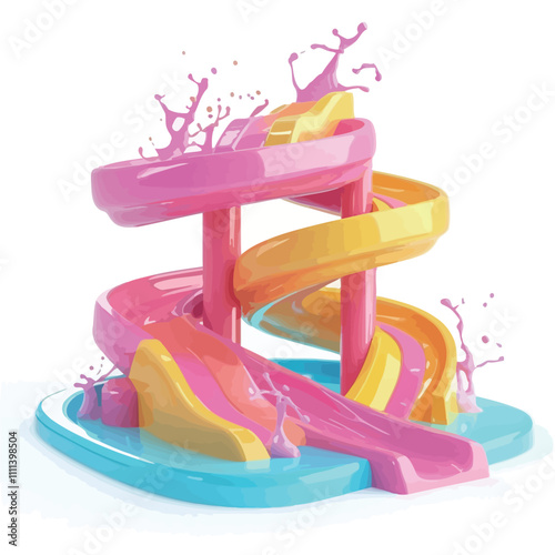 Multi-colored water slides on a white background. 3d rendering..eps