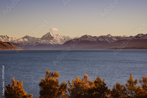 Majestic Mount Cook and Lake Pukaki at Golden Hour in New Zealand