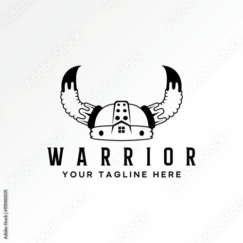 Logo design graphic concept creative premium vector stock image graphic helmet buffalo horn trojan spartan warrior to army hat crown protection battle