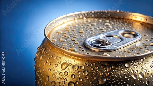 close up of a cold, condensation-covered beer can, refreshing, beverage, aluminum, drink, cold, bar, brewery, canned, metallic photo