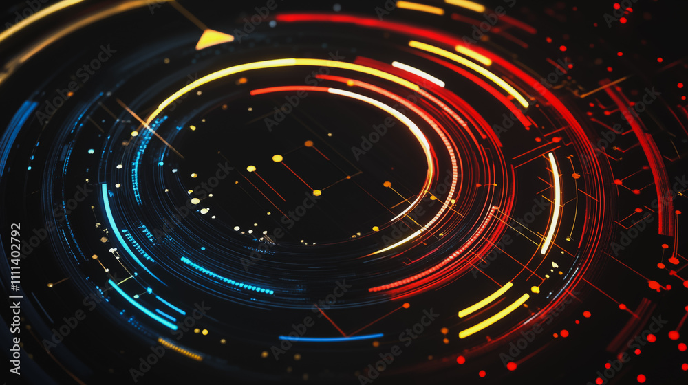 Abstract black background with Colorful geometric lines. Digital future technology . Abstract business connection of lines from nodes innovation of communication in the network. Abstract black background with Colorful geometric lines. Digital future technology . Abstract business connection of lines from nodes innovation of communication in the network.