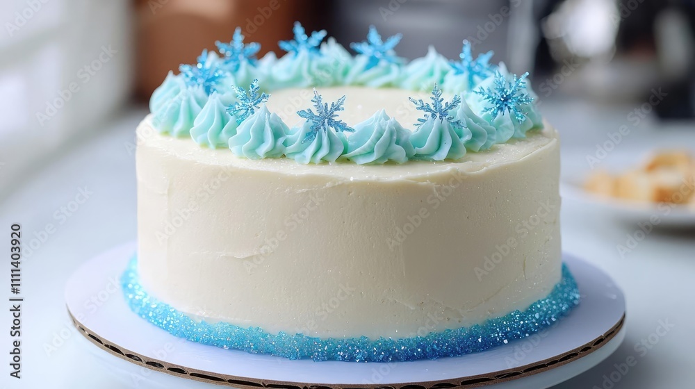 Frozen-inspired cake with blue sugar icicles and glittering snowflakes, luxury desserts, thematic and celebratory design Frozen-inspired cake with blue sugar icicles and glittering snowflakes, luxury desserts, thematic and celebratory design