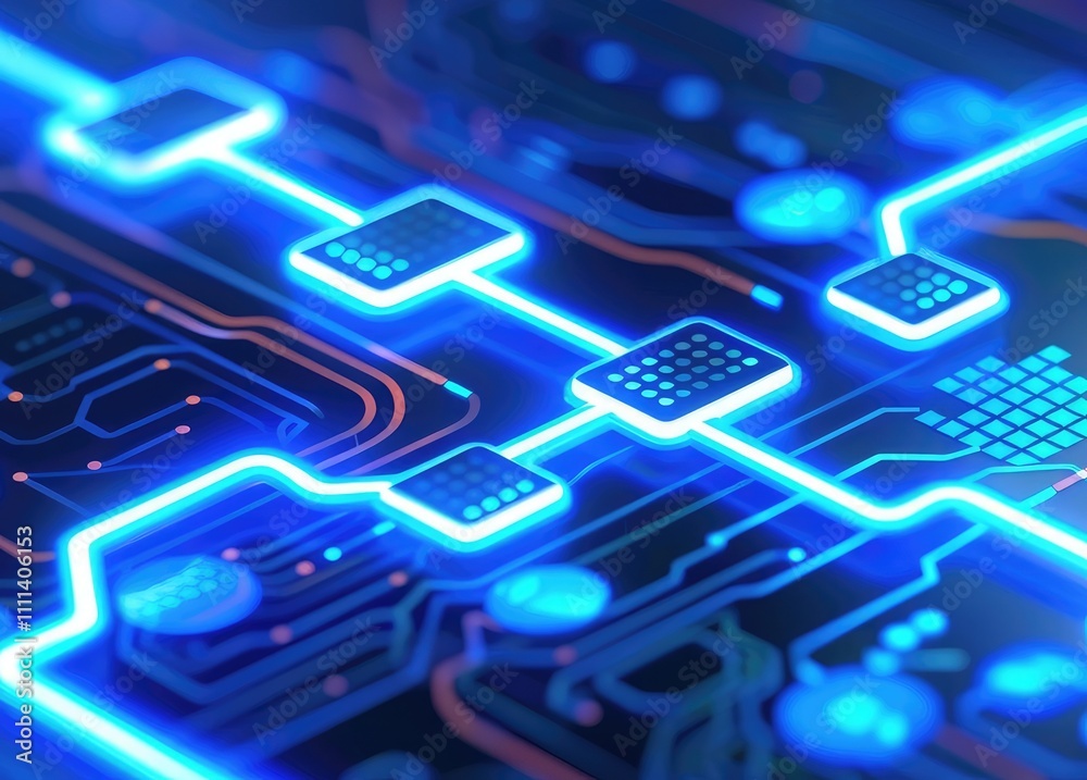 A close-up view of a futuristic circuit board featuring glowing blue lines and intricate patterns, emphasizing technology and connectivity. A close-up view of a futuristic circuit board featuring glowing blue lines and intricate patterns, emphasizing technology and connectivity.