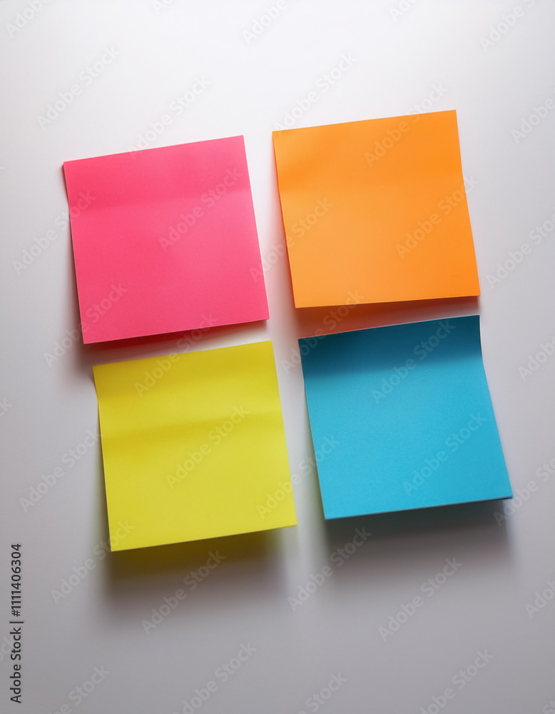 Colorful sticky notes arranged like a mosaic on white