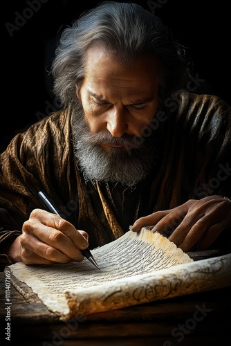 Apostle Paul Writing Epistles to Christian Churches in Asia Minor photo