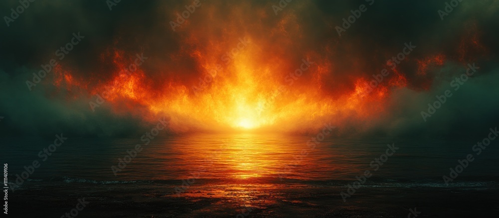Surreal Glowing Fog Landscape Ethereal Atmosphere Dramatic Contrast Light Painting Low Angle