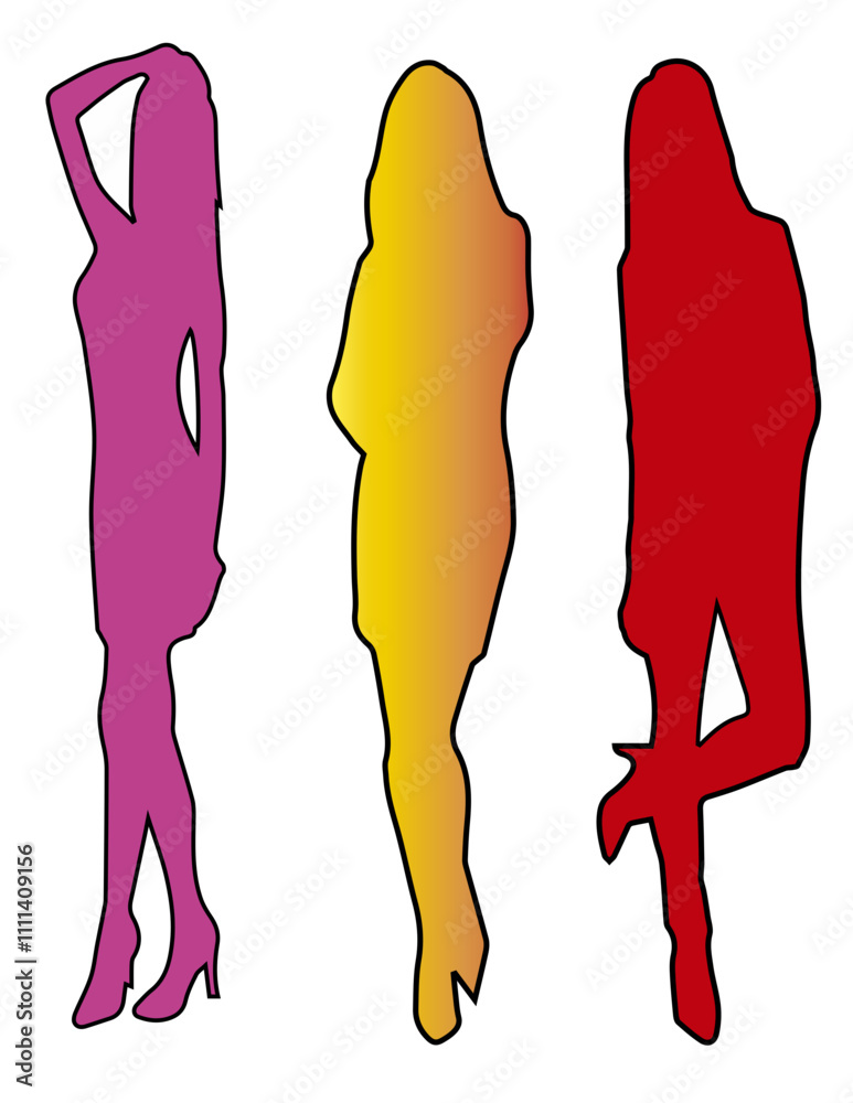 Mulheres Modelos ilustração sombras contornos Manequins 