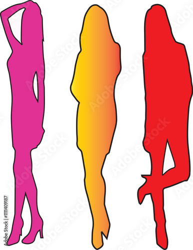 Mulheres Modelos ilustração sombras contornos Manequins 