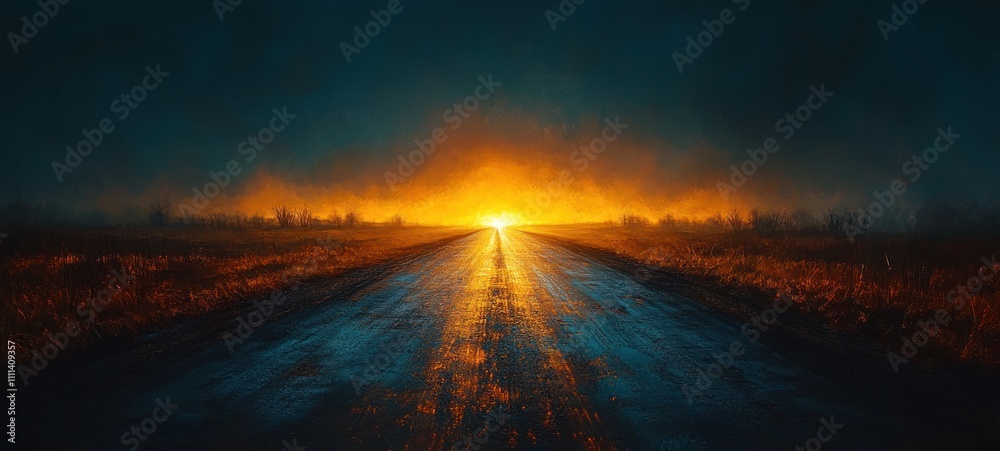 Dark Empty Asphalt Road Minimalist Night Scene with Chiaroscuro Lighting Perspective Dark Empty Asphalt Road Minimalist Night Scene with Chiaroscuro Lighting Perspective