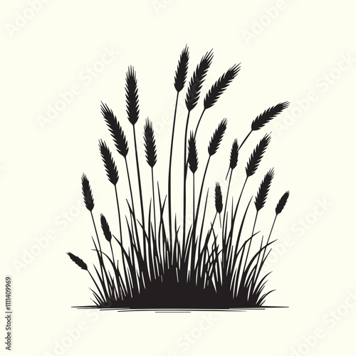 grass and flowers, black grass and flowers vector, grass and flowers silhouette vector illustration design.