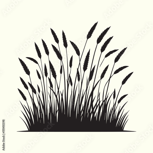 grass and flowers, black grass and flowers vector, grass and flowers silhouette vector illustration design.