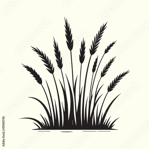 grass and flowers, black grass and flowers vector, grass and flowers silhouette vector illustration design.