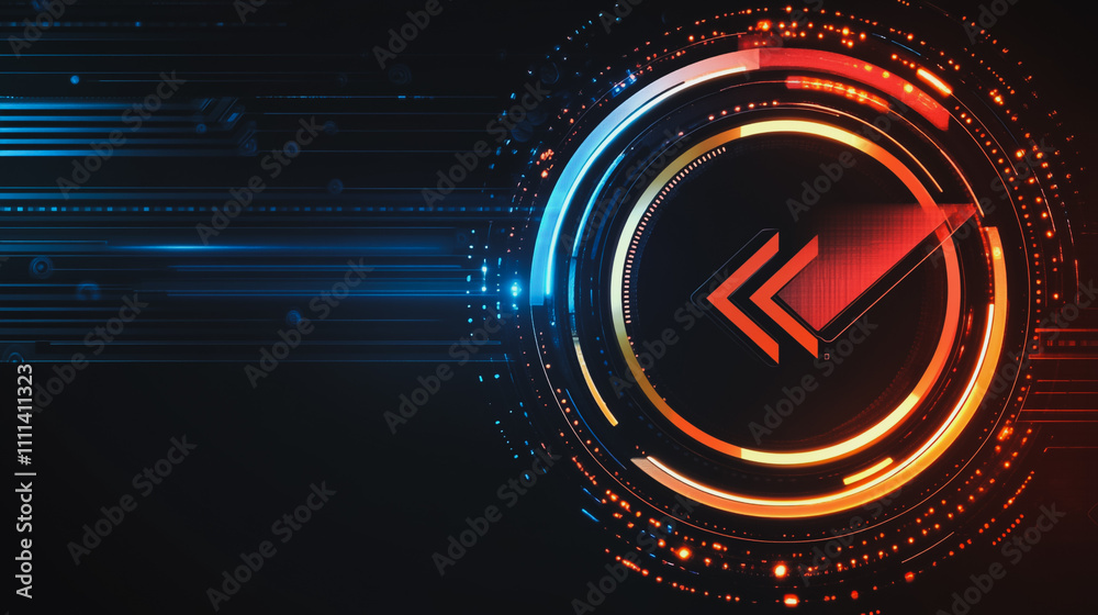 Abstract black background with Colorful circle lines. Digital future technology . Abstract business connection of lines from nodes innovation of communication in the network. Abstract black background with Colorful circle lines. Digital future technology . Abstract business connection of lines from nodes innovation of communication in the network.