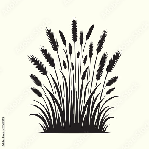 grass and flowers, black grass and flowers vector, grass and flowers silhouette vector illustration design.