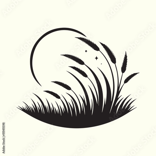 grass and flowers, black grass and flowers vector, grass and flowers silhouette vector illustration design.
