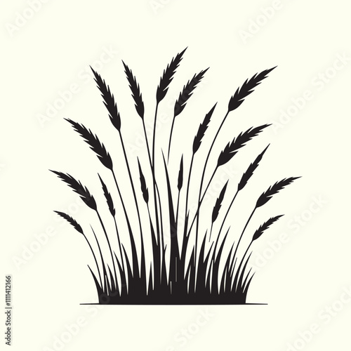grass and flowers, black grass and flowers vector, grass and flowers silhouette vector illustration design.