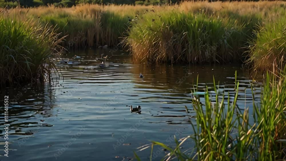 Wildlife Animation. Wildlife discreetly sheltering in reed grass thickets, their calm movements adding to the tranquil atmosphere. Realistic motion. Wildlife Animation. Wildlife discreetly sheltering in reed grass thickets, their calm movements adding to the tranquil atmosphere. Realistic motion.
