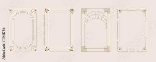 Vintage deco frame and border. Abstract decoration for vertical design