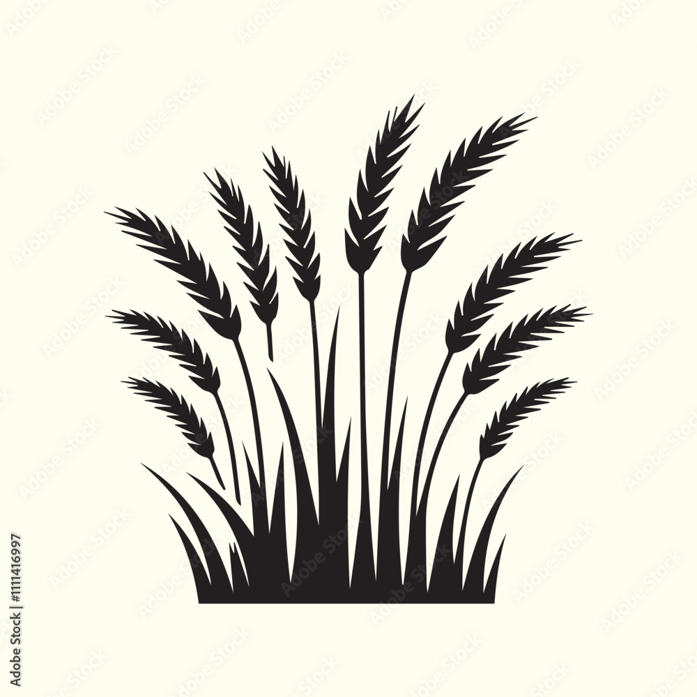 Obraz premium grass and flowers, black grass and flowers vector, grass and flowers silhouette vector illustration design.
