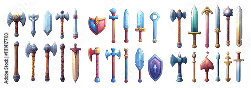 Fantasy Weapon Collection on Transparent Background