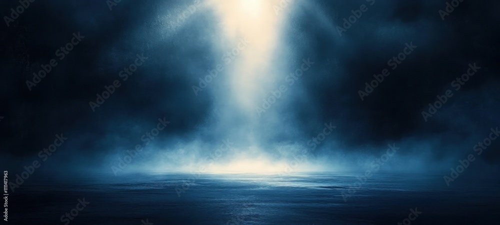 Dark Atmospheric Landscape Misty Road with Light in Foggy Night Background Dark Atmospheric Landscape Misty Road with Light in Foggy Night Background