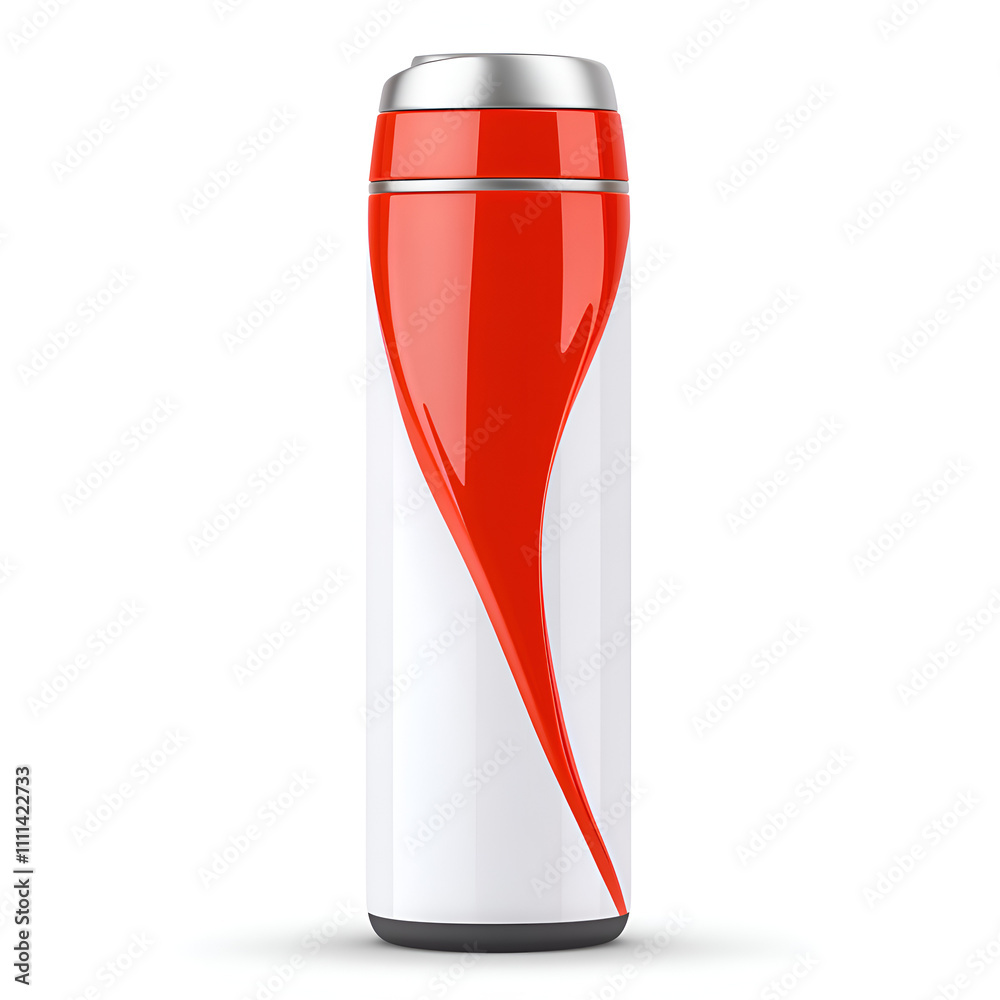 Stylish stainless steel travel mug with red and white design for beverage enjoyment on the go Stylish stainless steel travel mug with red and white design for beverage enjoyment on the go
