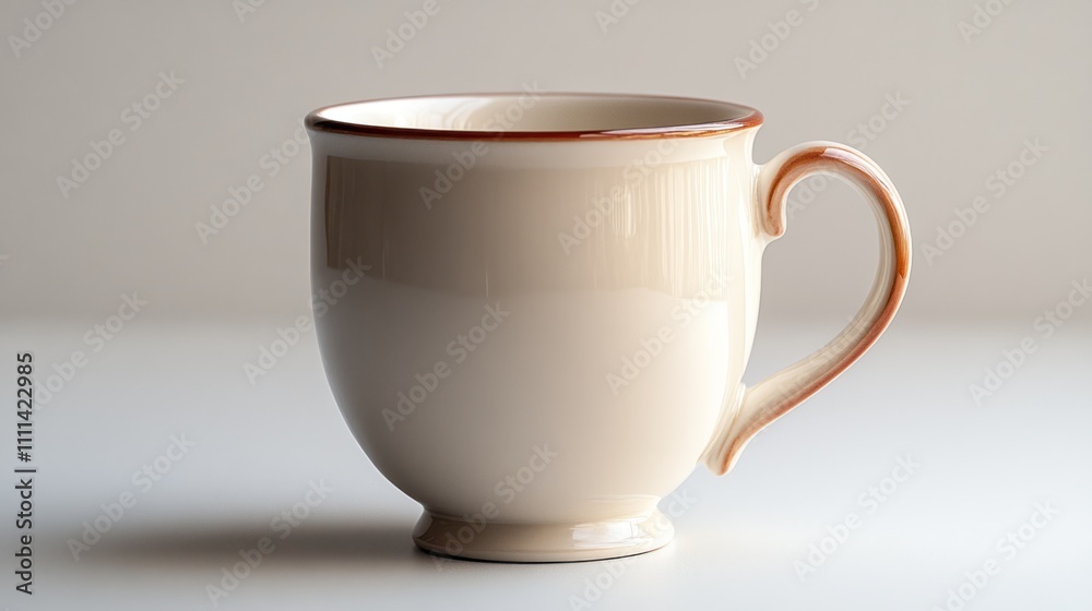 Cream Colored Cup With Brown Trim