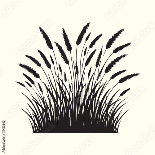 grass and flowers, black grass and flowers vector, grass and flowers silhouette vector illustration design.