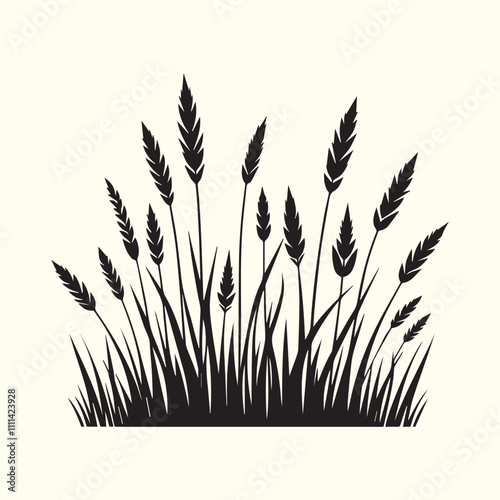 grass and flowers, black grass and flowers vector, grass and flowers silhouette vector illustration design.