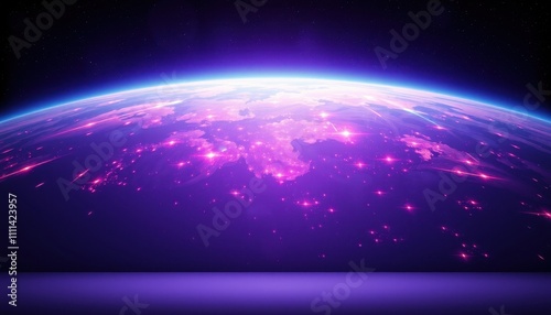 Earth at Night Glowing Pink City Lights From Space