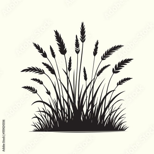 grass and flowers, black grass and flowers vector, grass and flowers silhouette vector illustration design.