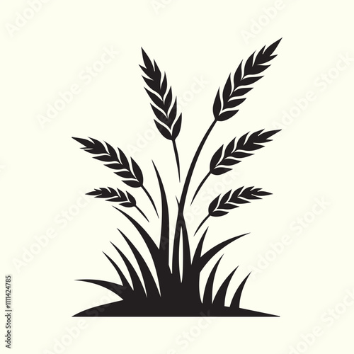 grass and flowers, black grass and flowers vector, grass and flowers silhouette vector illustration design.