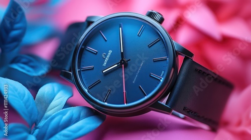 Elegant Blue Watch with Leather Strap photo