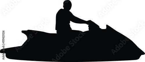 Hand drawn jet skiing silhouette illustration. People doing sport activity