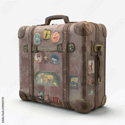 Vintage travel suitcase isolated on white background. 3D illustration. (2).eps