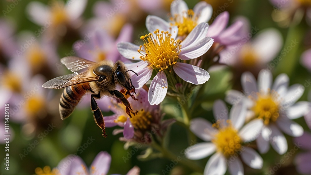 Bees carrying pollen from flowers Bees carrying pollen from flowers