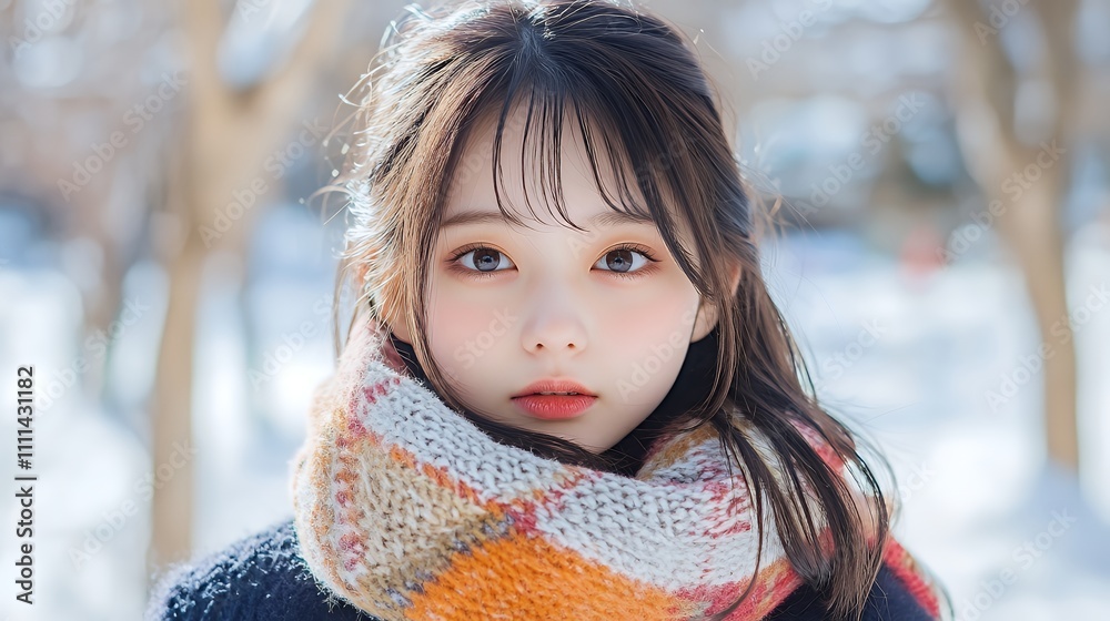マフラーと日本人女性 マフラーと日本人女性