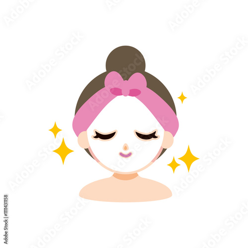 パックする女性のイラスト