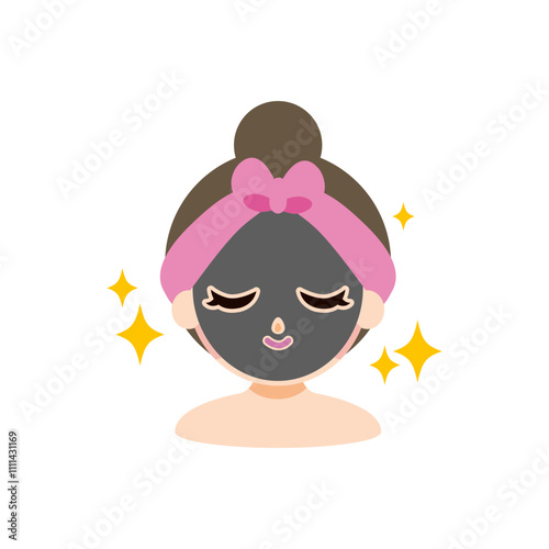パックする女性のイラスト